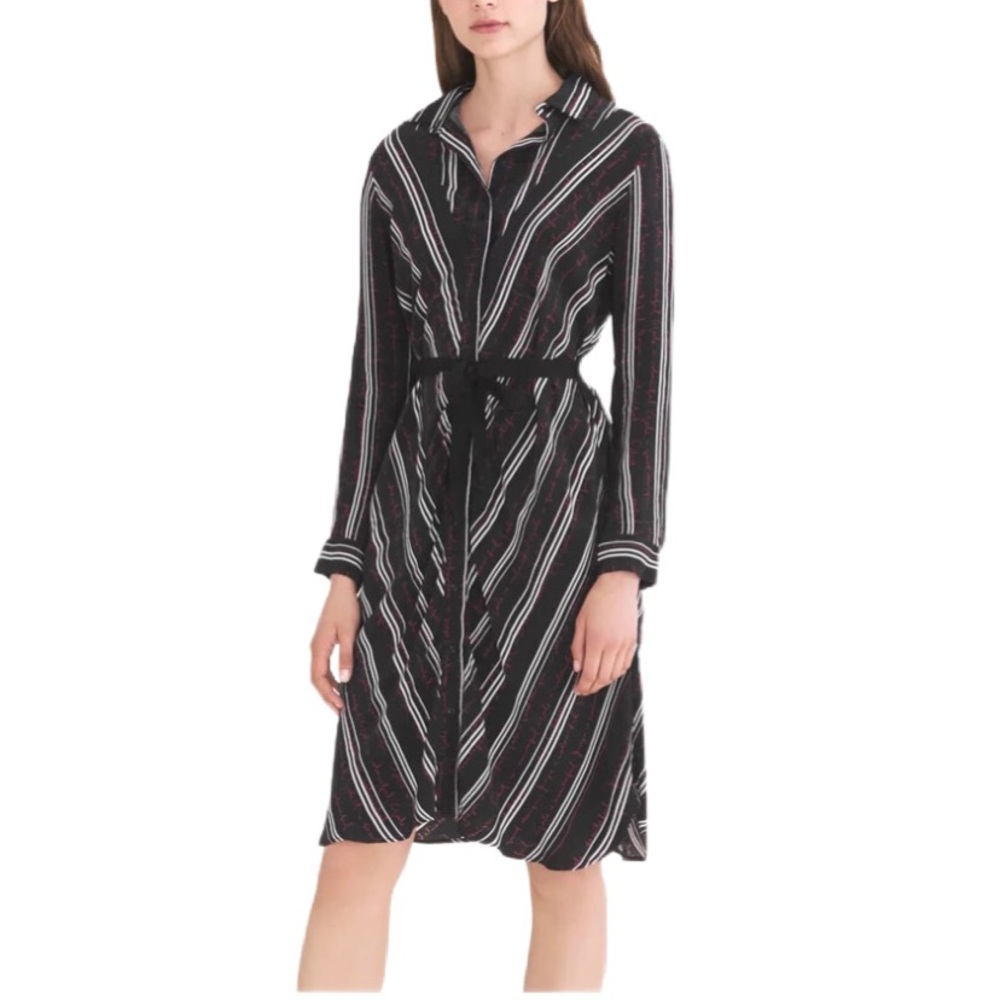 Maje Regga Stripe And Lettering Print Shirt Dress